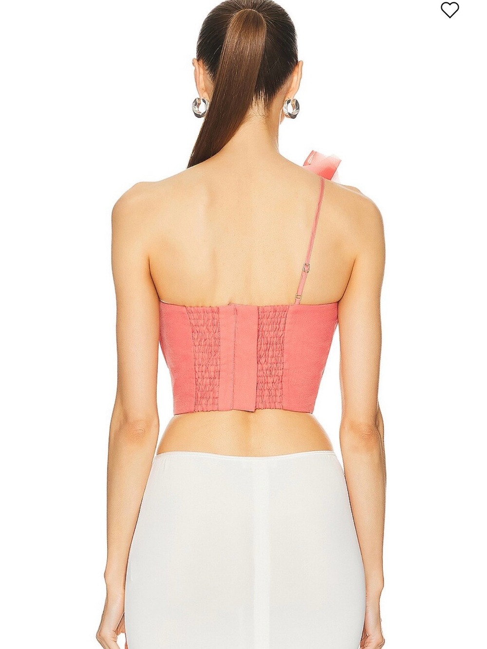 One-Shoulder Coral Ruffle Crop Top - Picture 3 of 6
